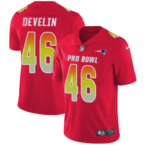 Nike Patriots #46 James Develin Red Men's Stitched NFL Limited AFC 2018 Pro Bowl Jersey - Click Image to Close